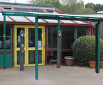 Entrance canopy and play area shelter for primary school