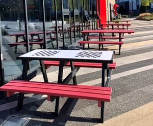 Outdoor picnic tables for students' union at UWE Bristol
