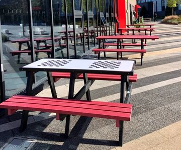 Outdoor picnic tables for students' union at UWE Bristol
