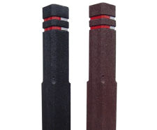 Recycled plastic square bollard with chamfer top - banded