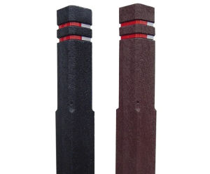 Recycled plastic square bollard with chamfer top - banded