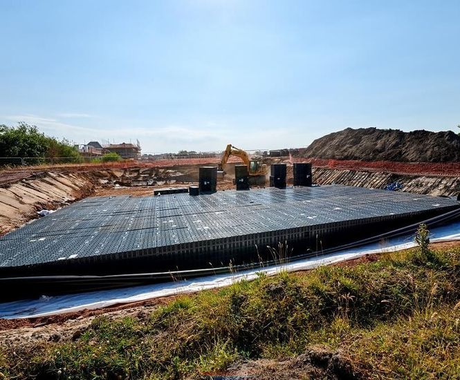 Aquacell stormwater management for housing development