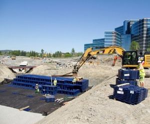 Q-Bic Plus stormwater management for football stadium