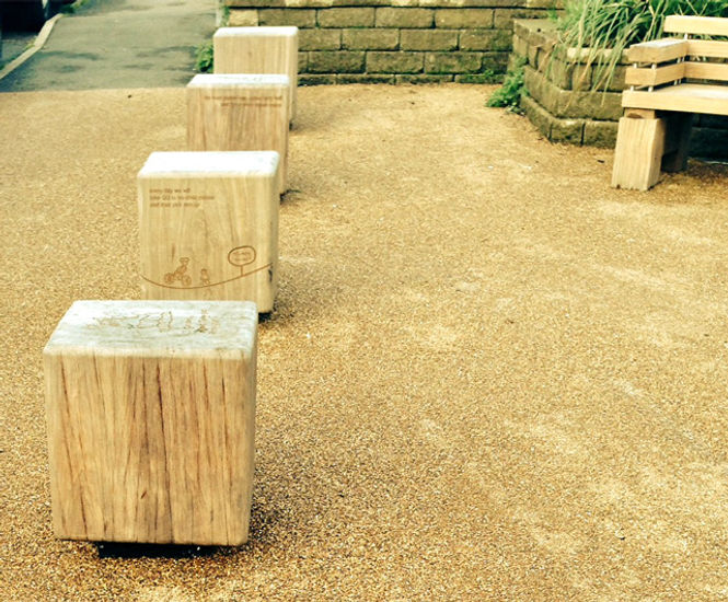 Timber street furniture for redeveloped public space