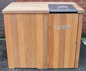 LBSH 112 square lockable hardwood litter bin