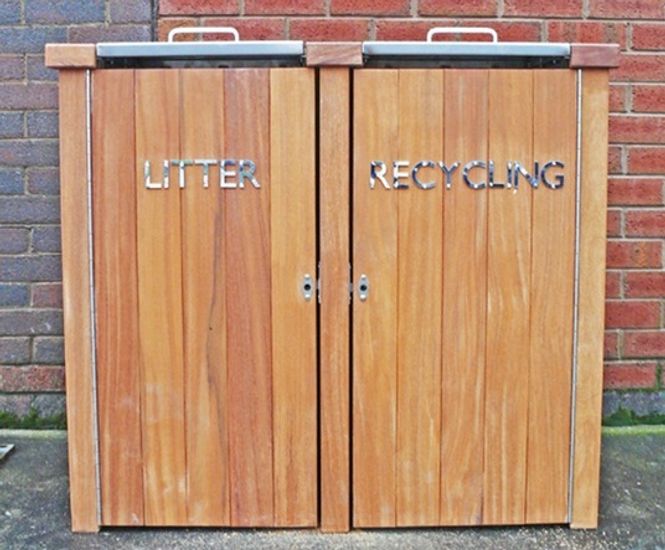 LBSH 112 hardwood timber square litter bin