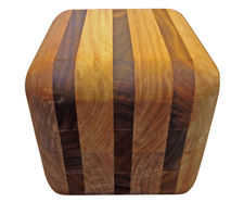 Banded Cube hardwood timber seat