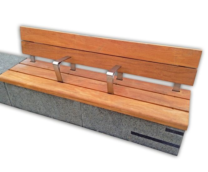 Granite and hardwood timber seat
