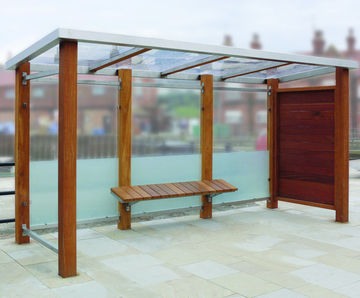 Bespoke hardwood timber and metal bus shelters