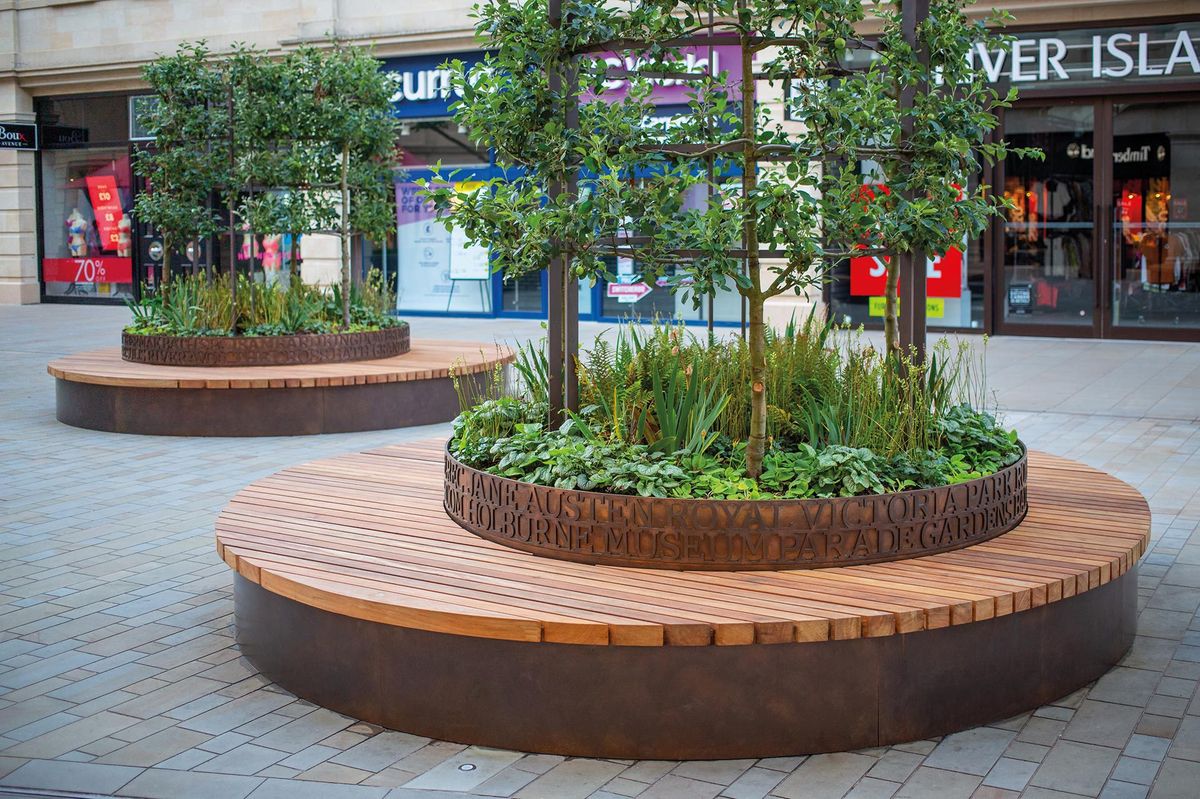 Movable Circular Hardwood Tree Seats For Public Realm Woodscape Esi