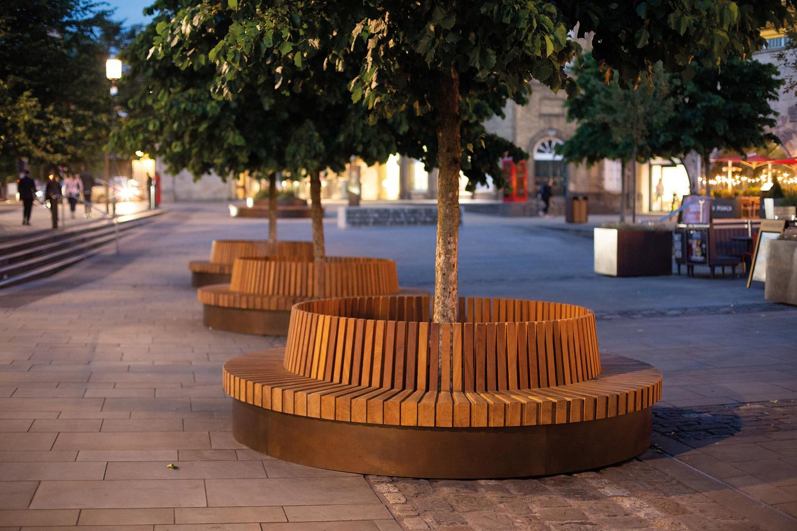 Movable Circular Hardwood Tree Seats For Public Realm Woodscape Esi