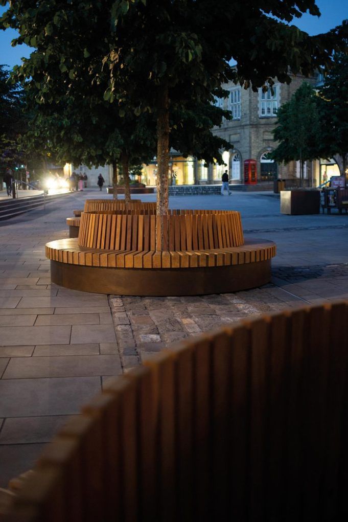 Movable Circular Hardwood Tree Seats For Public Realm Woodscape Esi