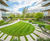 Hardwood seats and planters for green landscaping scheme 8