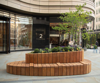 Custom planter seats for public space - St James Market