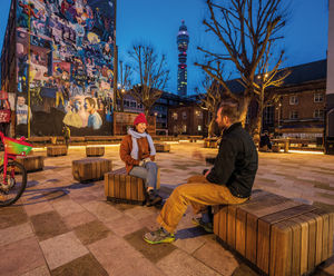 Bespoke illuminated seating - Whitfield Gardens, London