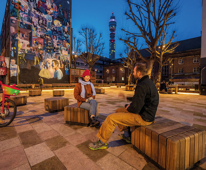 Bespoke illuminated seating - Whitfield Gardens, London