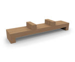 Beam backless timber bench with cube legs