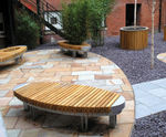 Lime Grove oval bench with slatted FSC® timber top