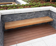 Stave 4-Slat Wall Seat - hardwood wall-mounted public seating