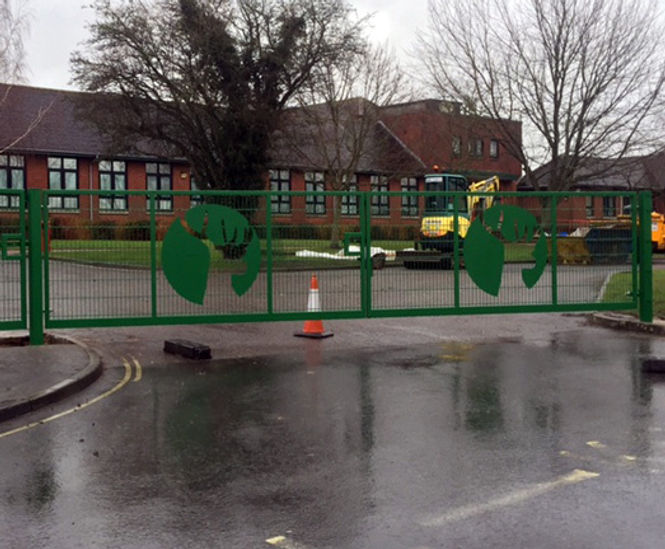 Gates with bespoke stag motif for Dorset school