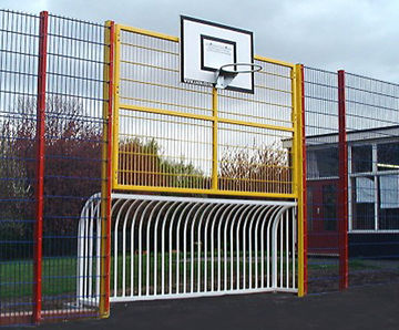 Goals for primary school football pitch and play area