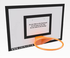 Fence mounted basketball hoop with steel backboard