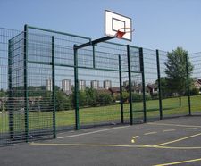 Recessed MUGA Goal End - steel sports goal for multi-use court fencing