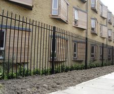 Vertical solid bar steel railings
