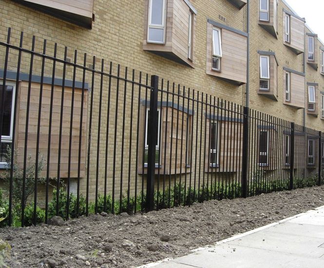 Vertical solid bar steel railings