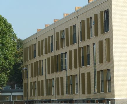 Bailey unitised facade feature fins used on Myatts Field