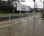 Mid platform safety railings make train stations safer