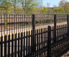PAS68 steel palisade fencing for railway station HMV