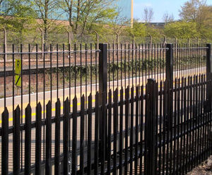 PAS68 steel palisade fencing for railway station HMV
