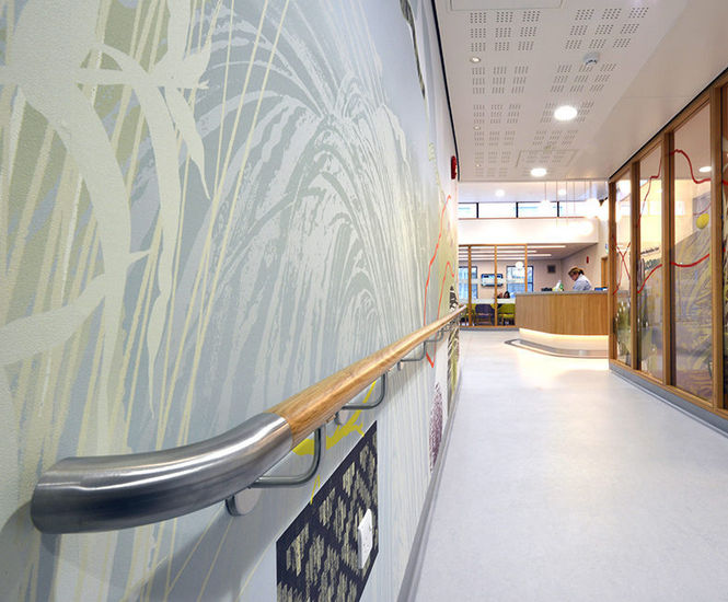 Curved Oak Handrail and Acrovyn Protection for Clinic
