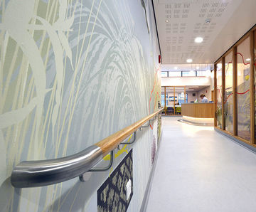 Curved Oak Handrail and Acrovyn Protection for Clinic