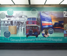 Designed wall panels showcase hospital's history