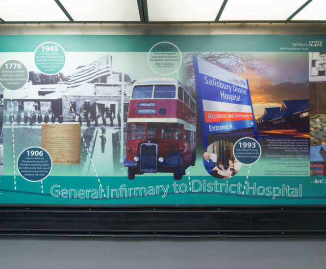 Designed wall panels showcase hospital's history