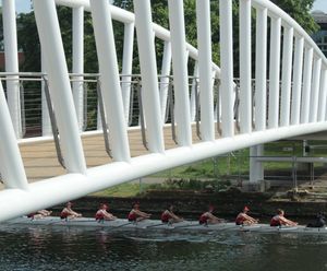 Bow string and tied arch steel truss bridges