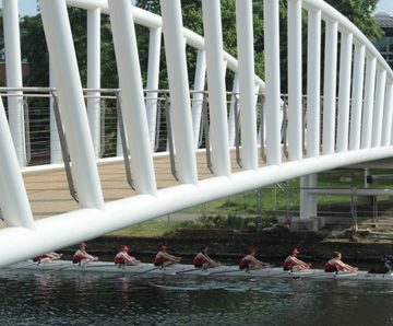 Bow string and tied arch steel truss bridges