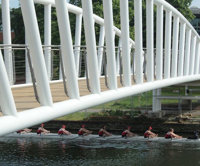 Bow string and tied arch steel truss bridges