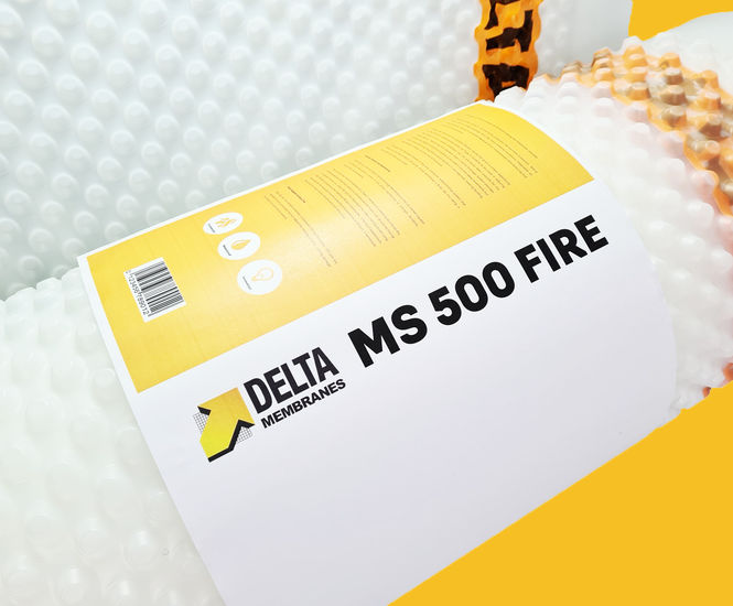 Delta MS 500 Fire - fire-retardant Type C cavity drain membrane