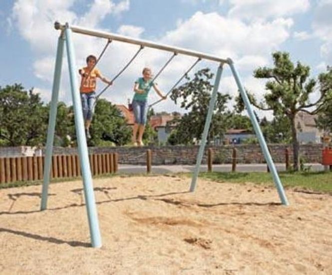 Unique Luna Double Swing - steel playground swing set with rubber seats