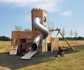 Timber natural play equipment for new play park in Kent