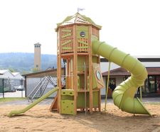 Mount Everest play unit - large timber playground climbing structure