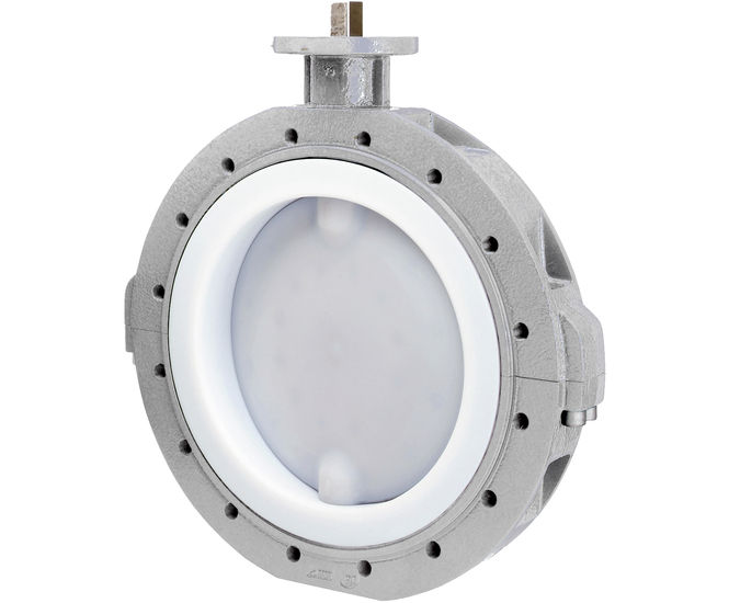 GEMÜ 490 - PFA-lined butterfly valve with bare shaft