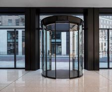 Automatic circular sliding doors for 1930's Art Deco building
