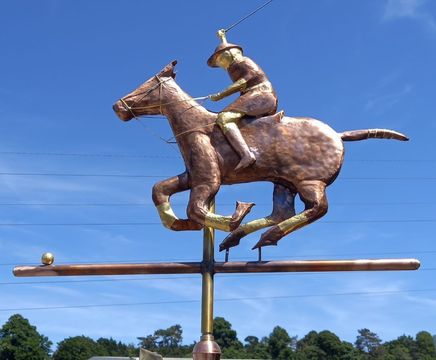 3D horse and jockey copper weathervane