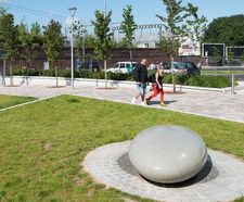 Large polished concrete Pebble Seats for hotel grounds