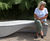 Wave granite aggregate concrete bench  2