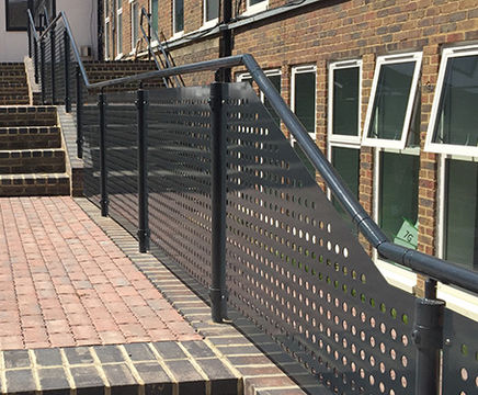Bespoke handrails with perforated panels for high school